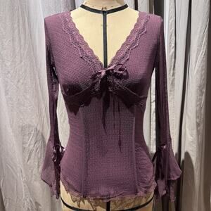 VTG Ann Ferriday Spider Mesh / Lace Fairy Top S Unworn Stock